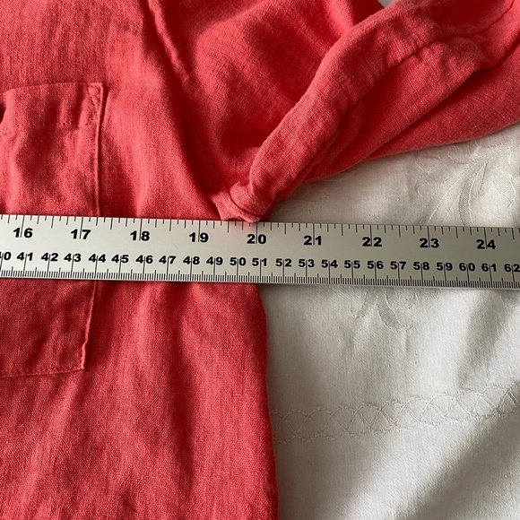Reitmans Women's Coral Linen Blend Long Sleeve Button Up Shirt Size Large Beach - Picture 9 of 12